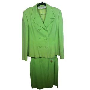 Noviello Bloom Green two piece Suit Skirt, Size 10, %100 wool, Made in USA